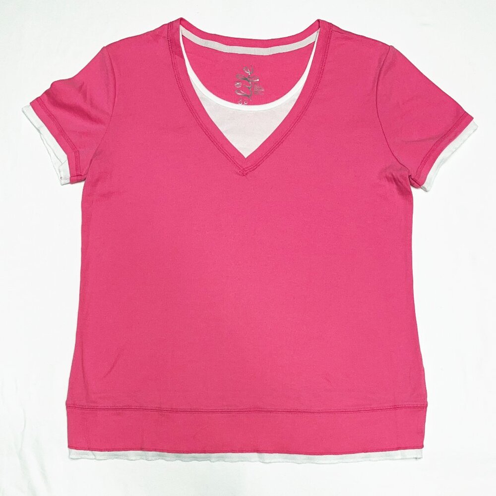 Made For Life Pink & White Short Sleeve Top Size PM